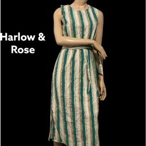 ⭐️Harlow and Rose Stripe Shortsleeves Midi Dress Sz L⭐️